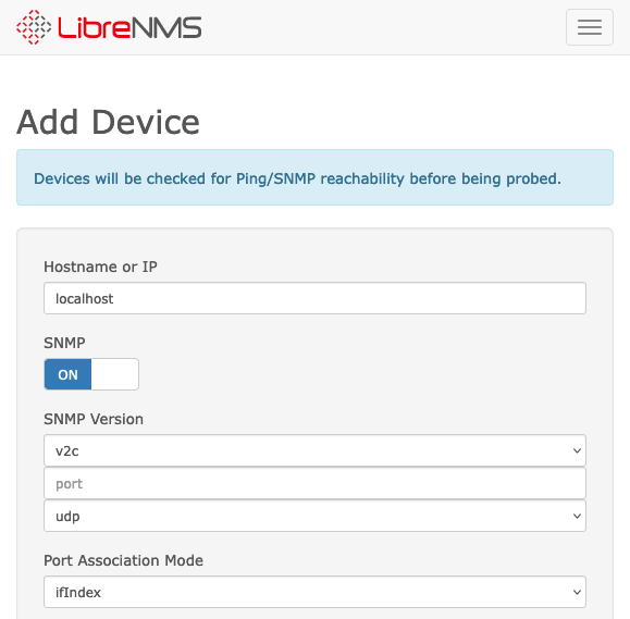 Adding a device within LibreNMS