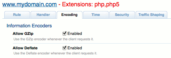 PHP-FastCGI gzip/deflate compression settings in Cherokee admin panel on Ubuntu 10.04 LTS